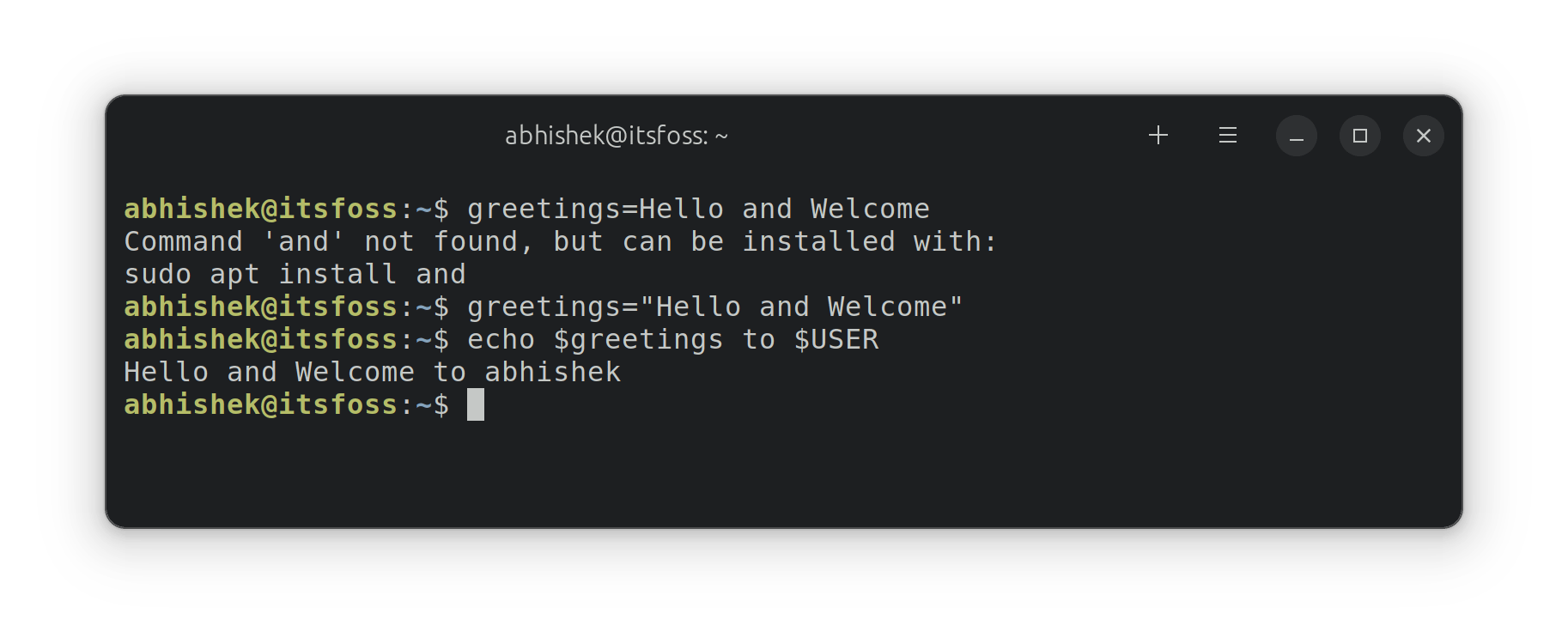 Using spaces in variable names in bash